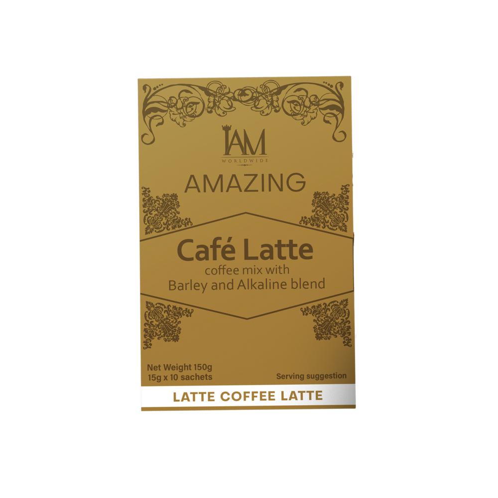 I AM Worldwide Amazing Cafe Latte with Barley and Alkaline Powered Drink Mix