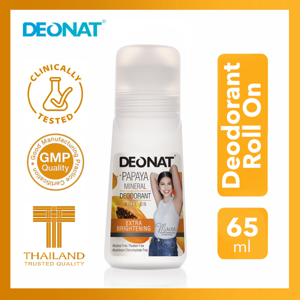 Deonat Papaya Mineral Deodorant Roll On Extra Brightening 65ml