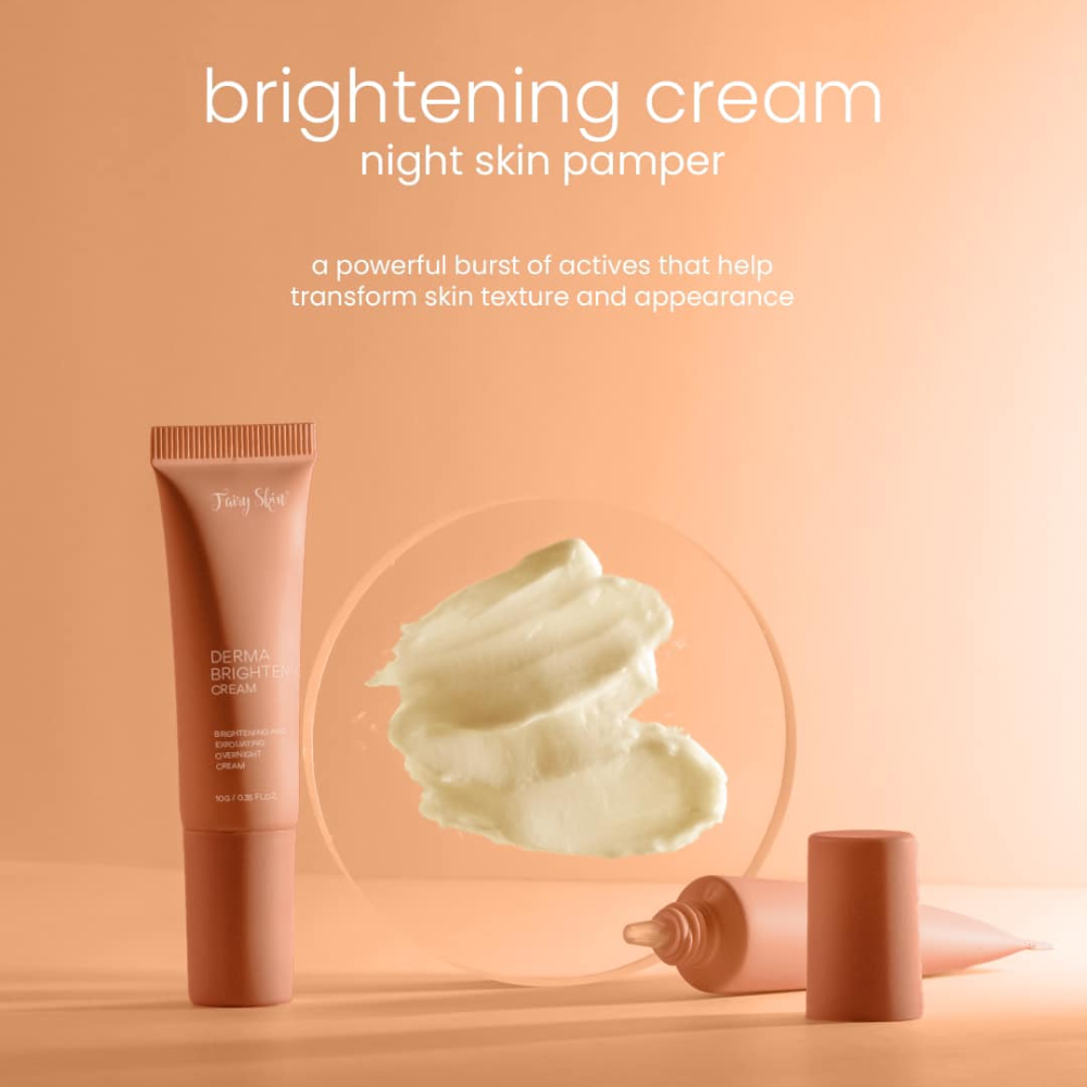 Brightening cream with a tube and cream on an orange background Derma Facial Kit - Pimple Fighting and Skin Renewing
