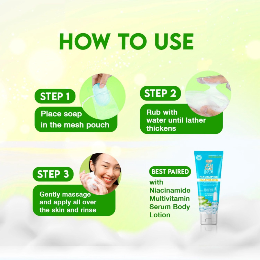 Fresh Skinlab Jeju Aloe Ice 3 in 1 Niacinamide Dark Spot Serum Face and Body Soap