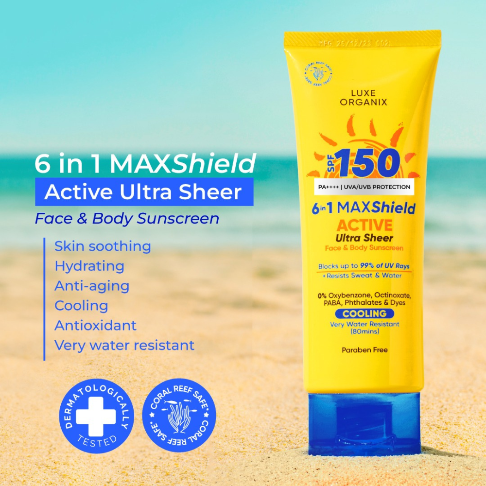 Luxe Organix 6 in 1 MAXShield Active Ulta Sheer Face & Body Sunscreen