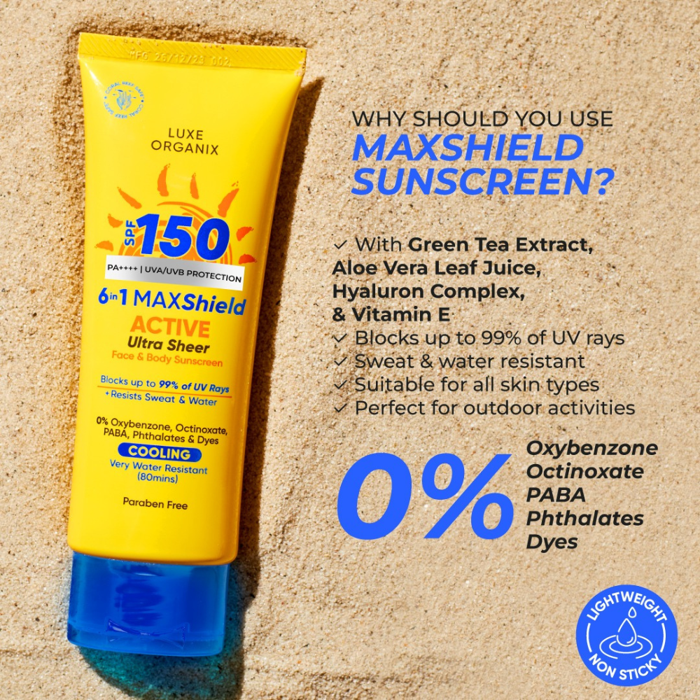 Luxe Organix 6 in 1 MAXShield Active Ulta Sheer Face & Body Sunscreen