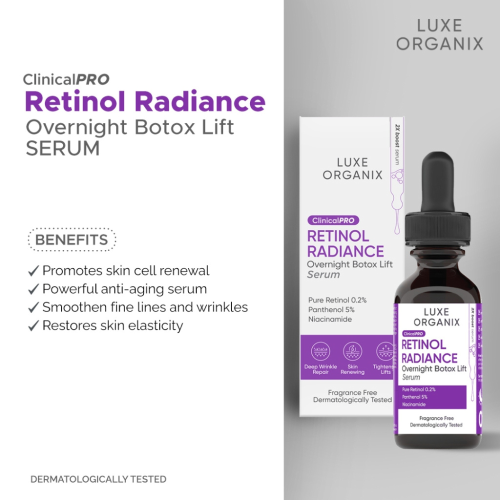 Luxe Organix ClinicalPro Retinol Radiance Overnight Botox Lift Serum 30ml