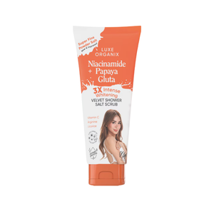 Luxe Organix Niacinamide + Papaya Gluta Velvet Salt Scrub Ultra Fine 320g
