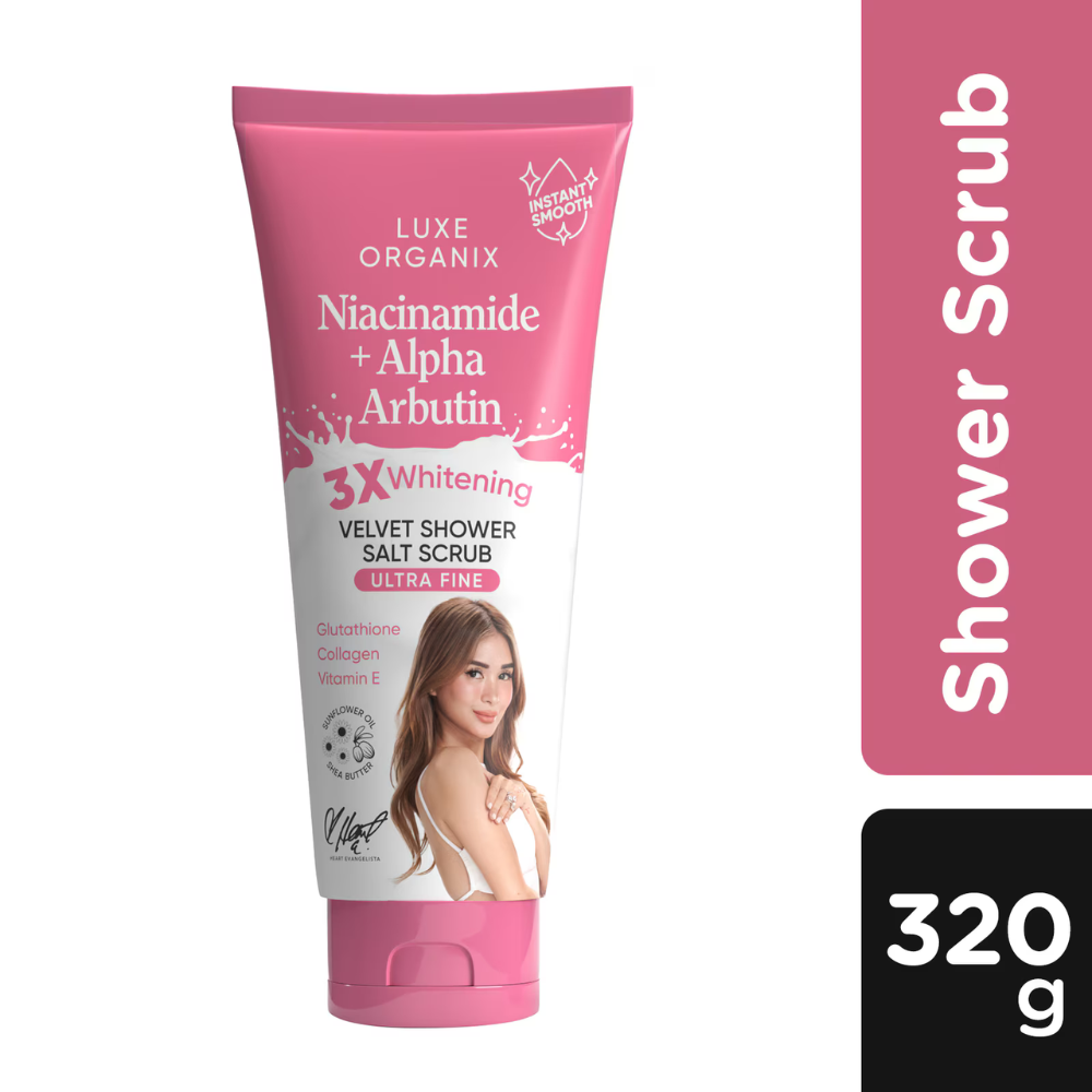 Luxe Organix Niacinamide + Alpha Arbutin Velvet Shower Salt Scrub