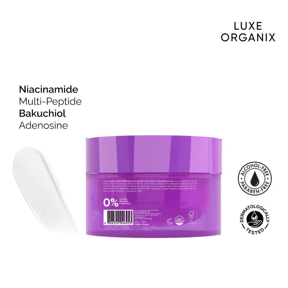 Luxe Organix Retinol + Bakuchiol Overnight Radiant Glow Botox Lifting Moisturizer