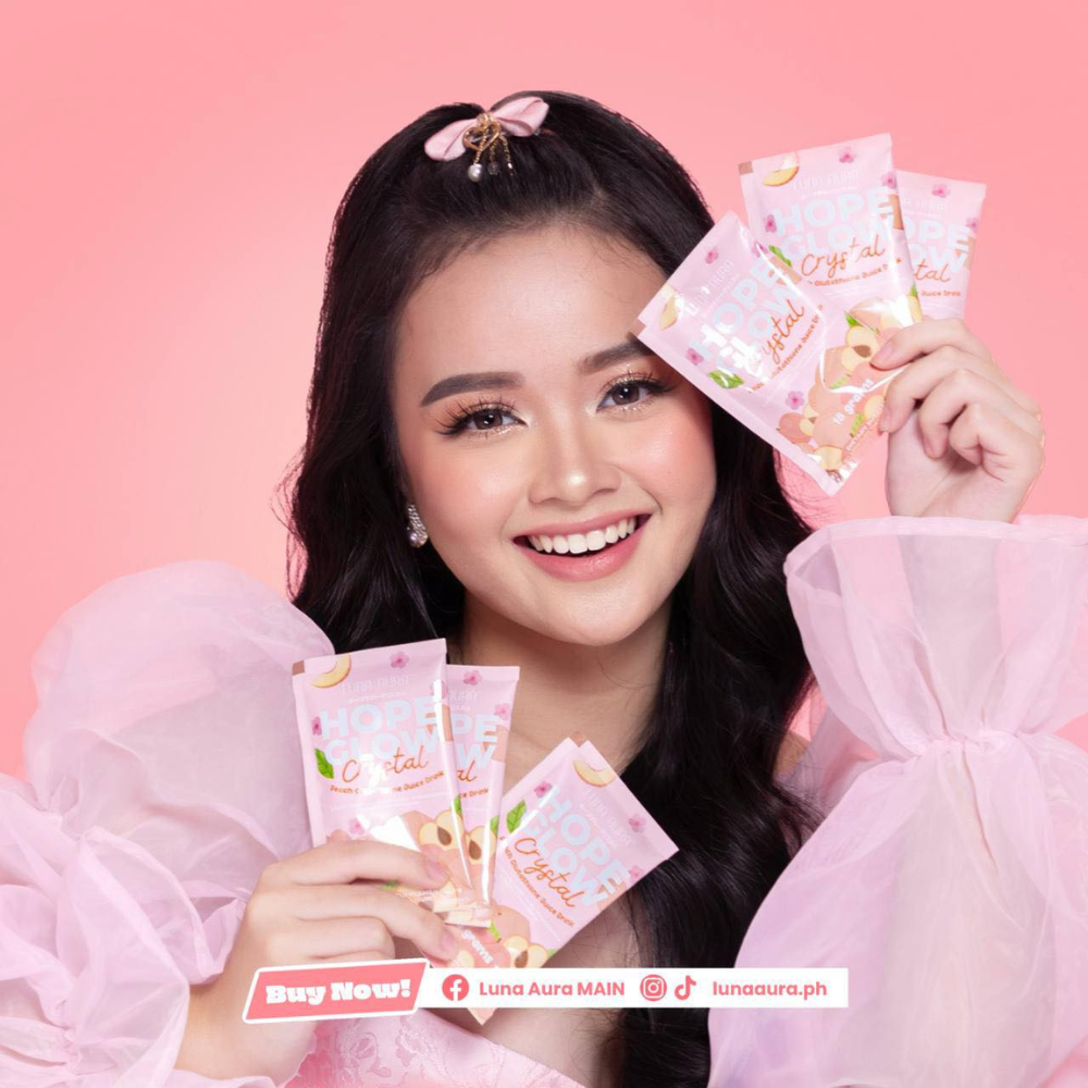 Luna Aura Hope Glow Crystal Peach Glutathione Juice Drink