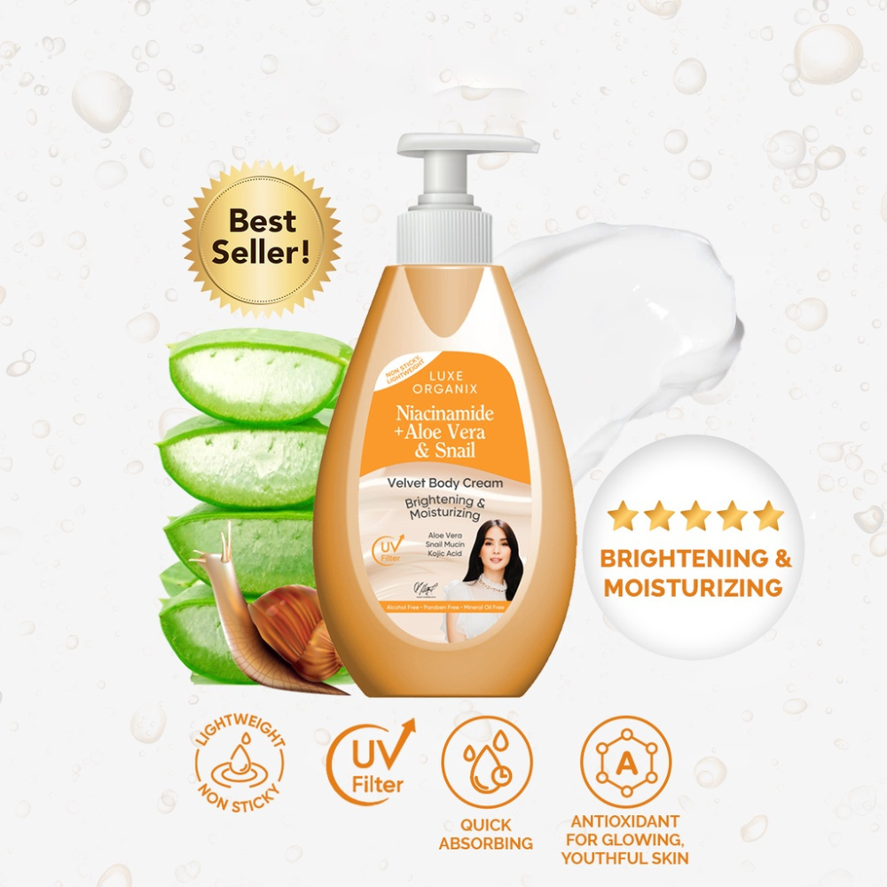 Luxe Organix Niacinamide + Aloe Vera and Snail Velvet Body Lotion