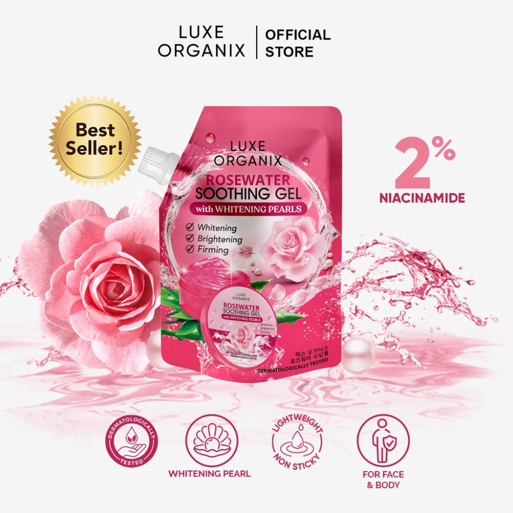 Luxe Organix Rosewater Soothing Gel with Whitening Pearls 100ml
