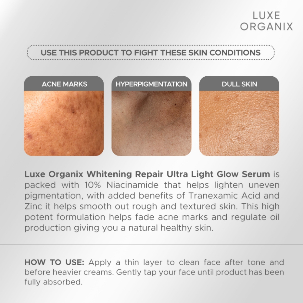 Luxe Organix ClinicalPro Whitening Repair Ulta Light Glow Serum 30ml