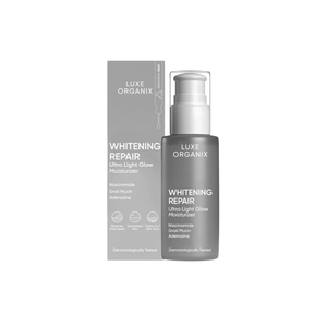 Luxe Organix Whitening Repair skincare product and packaging on a white background Luxe Organix Whitening Repair Ultra Light Glow Moisturizer 80ml