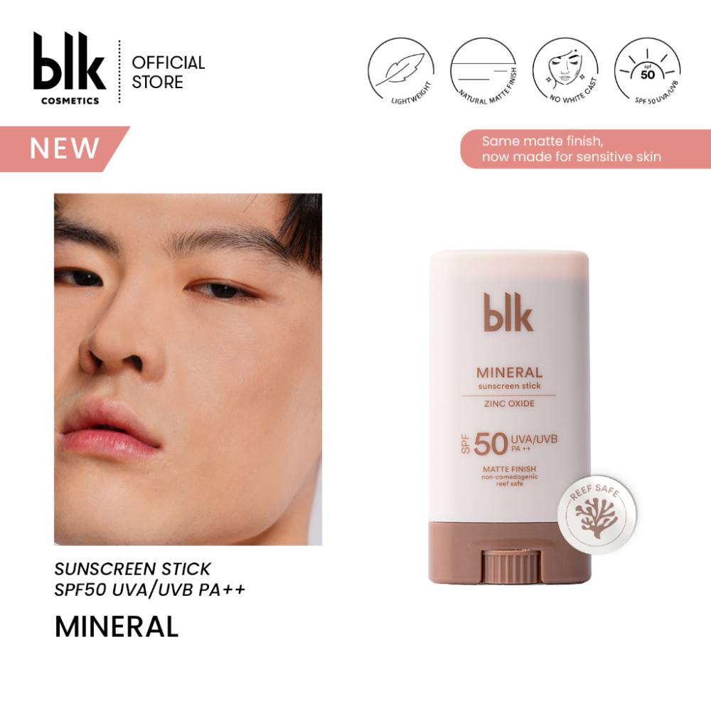 blk cosmetics Mineral Sunscreen Stick Zinc Oxide SPF50 UVA/UVB PA+++ -Matte Finish 15g