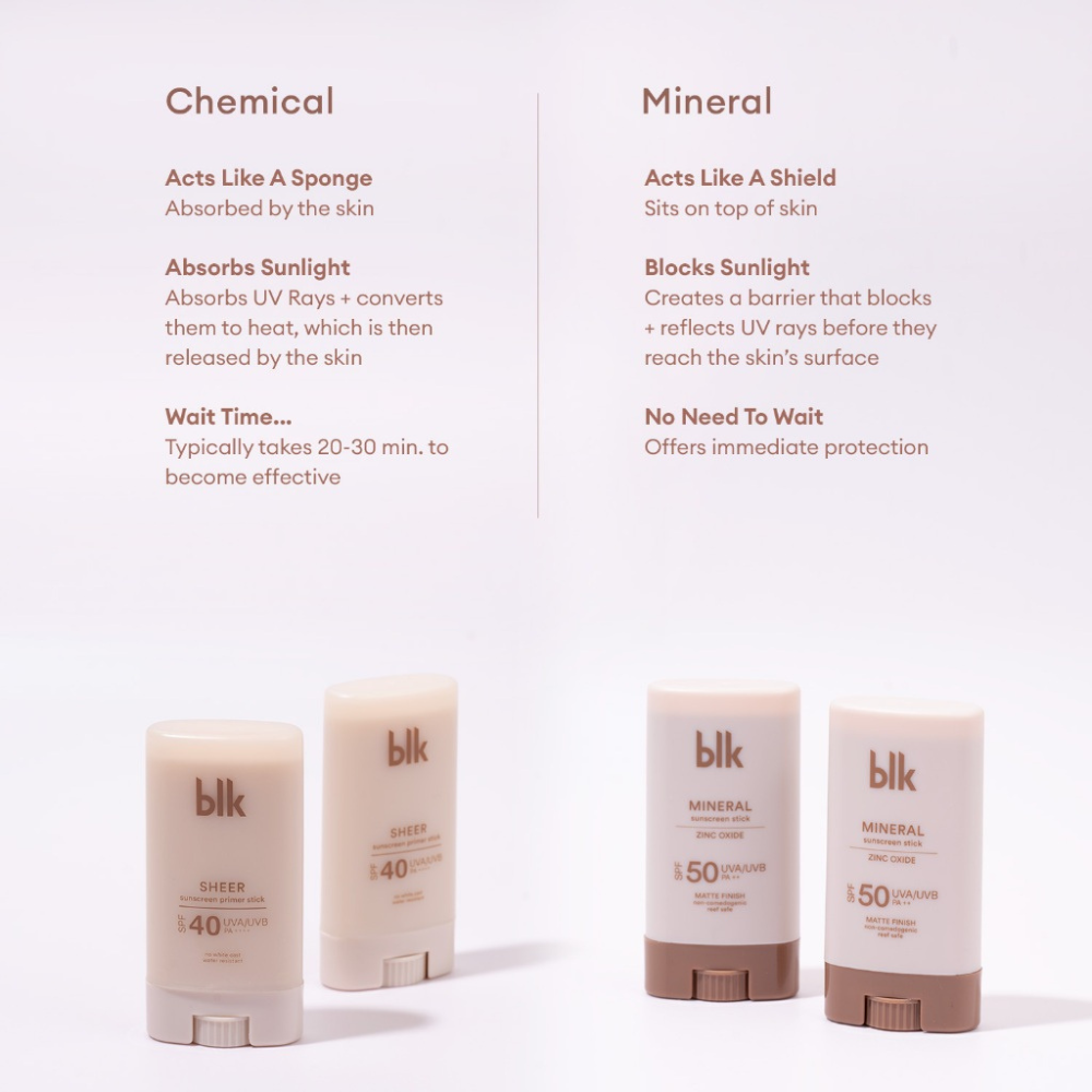 blk cosmetics Mineral Sunscreen Stick Zinc Oxide SPF50 UVA/UVB PA+++ -Matte Finish 15g