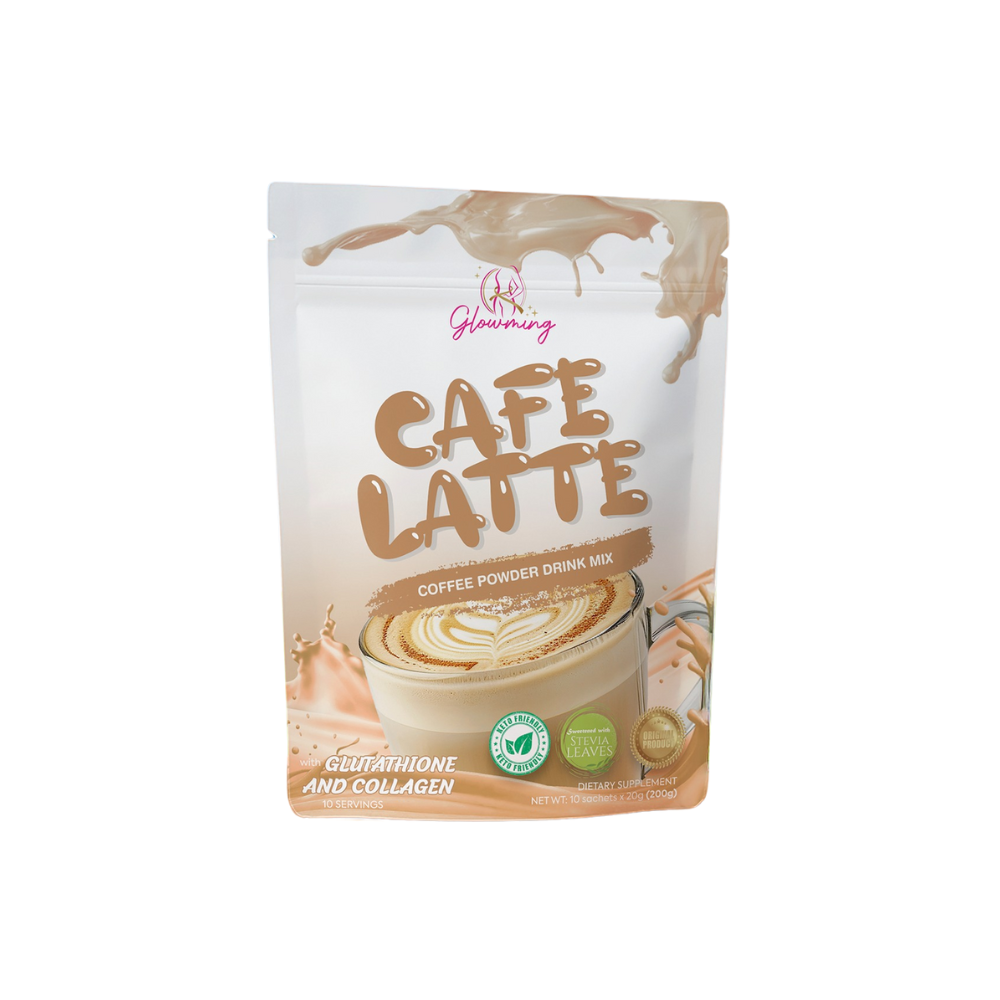 Cafe Latte coffee powder drink mix package on a white background