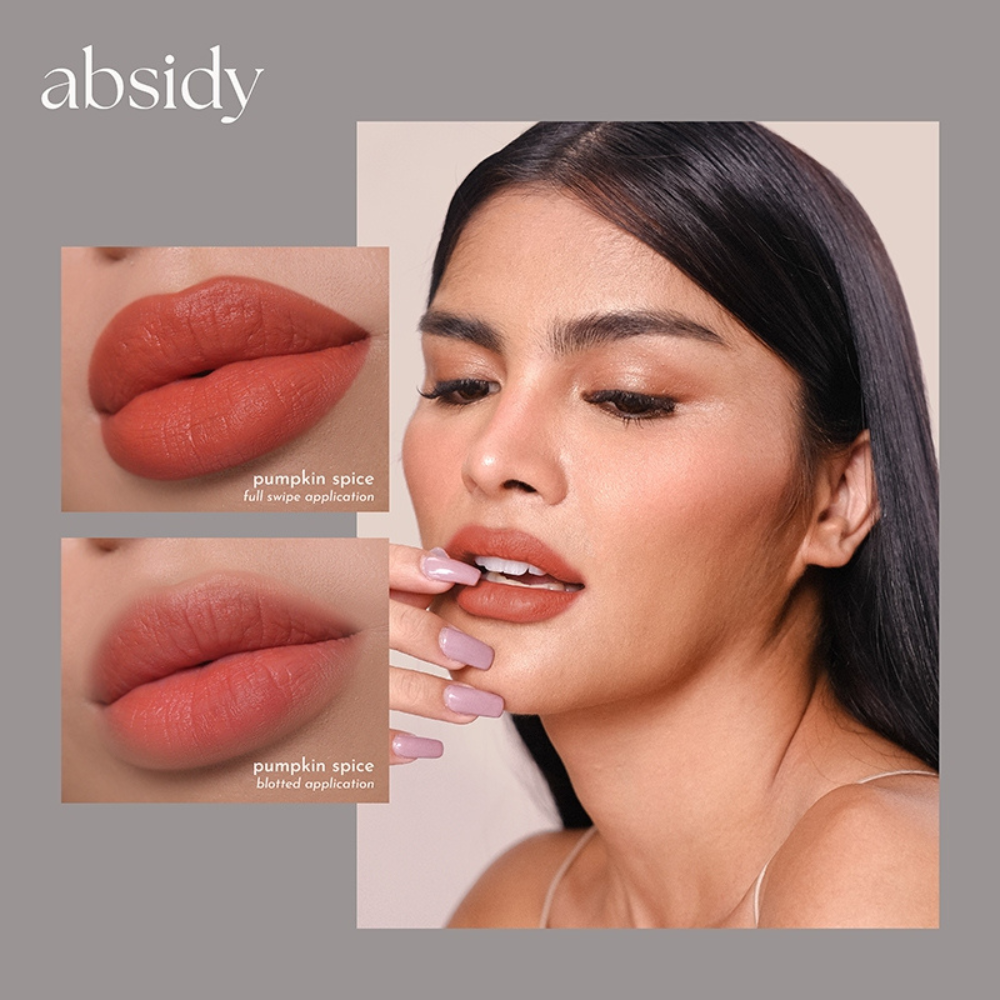 Absidy Beauty Cashmere Kiss Matte Lipstick Heart Evangelista Swatches Lips Arm Swatches Pumpkin spice