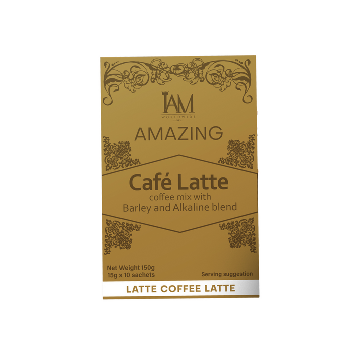 I AM Worldwide Amazing Cafe Latte with Barley and Alkaline Powered Drink Mix