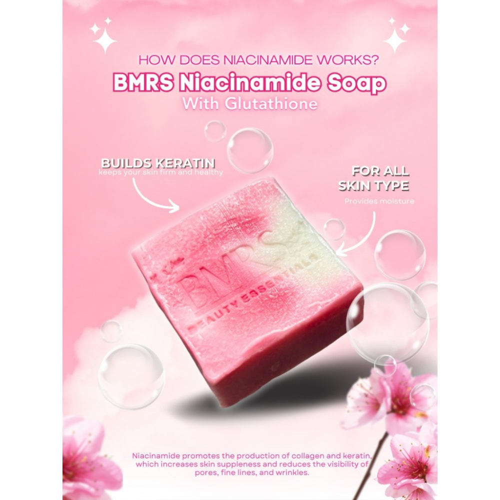 BMRS Beauty Essentials Niacinamide with Glutathione Premium Brightening Soap 70g BMRS Beauty Essentials Niacinamide with Glutathione Premium Brightening Soap 70g