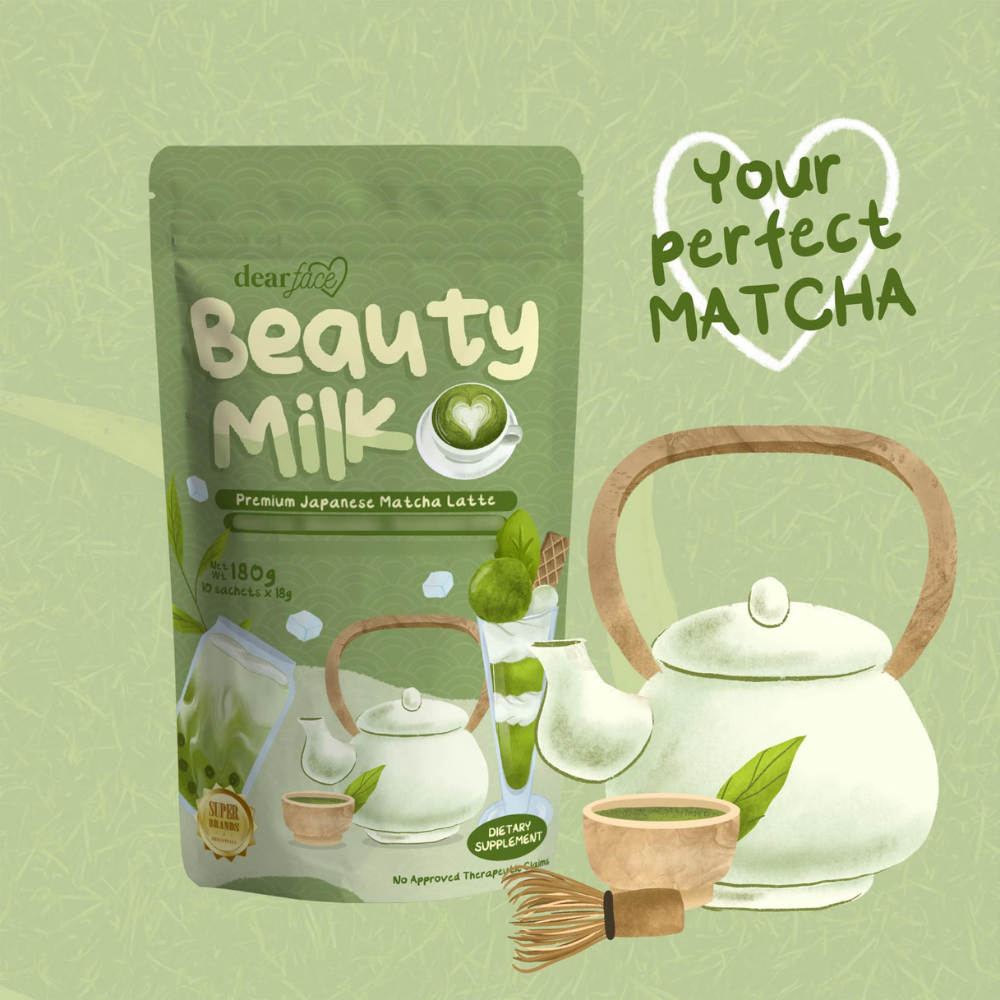 Dear Face Beauty Milk Premium Japanese Matcha Latte - Antioxidant Drink