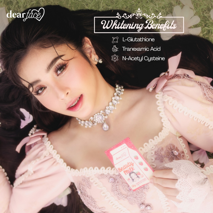 Dear Face Beauty Milk Strawberries and Cream - Ashwagandha +Glutathione + Collagen Drink