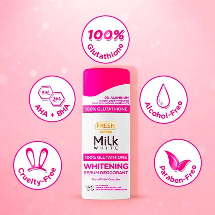 Fresh Skinlab Milk White Whitening Serum Deodorant 100% Glutathione — 50ml
