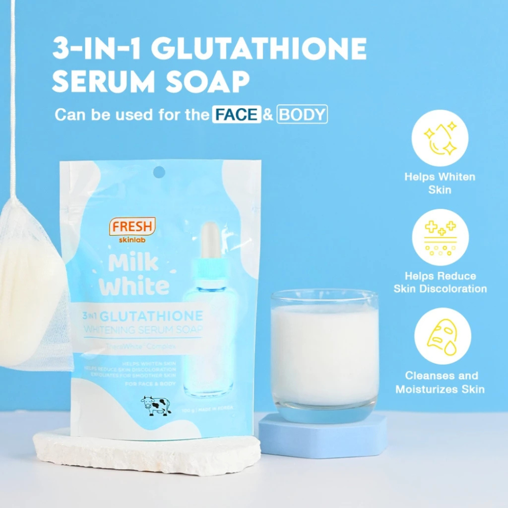 Fresh Skinlab Milk White 3 in 1 Glutathione Whitening Serum Soap