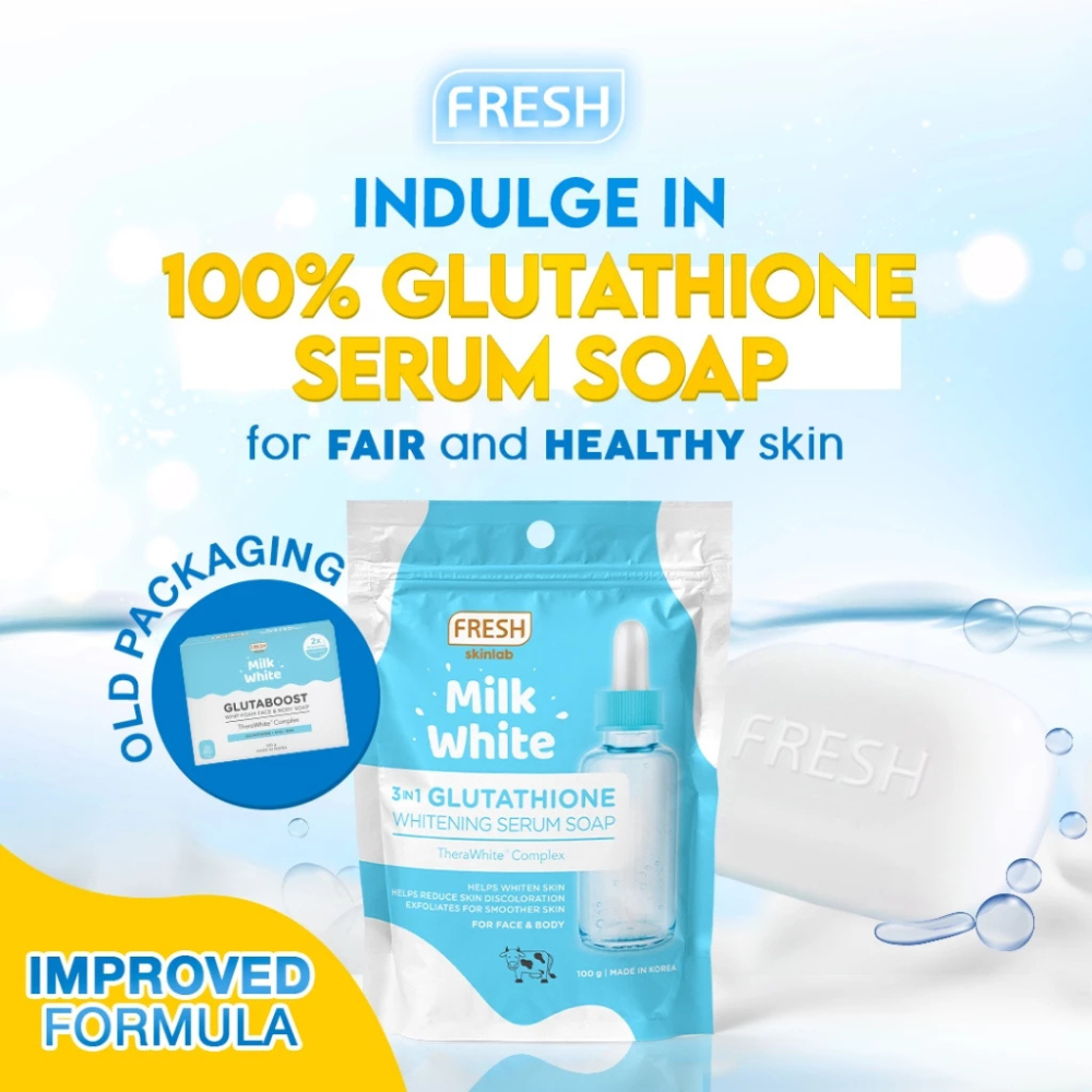 Fresh Skinlab Milk White 3 in 1 Glutathione Whitening Serum Soap PNY BEAUTY Fresh Skinlab Milk White 3 in 1 Glutathione Whitening Serum Soap PNY BEAUTY