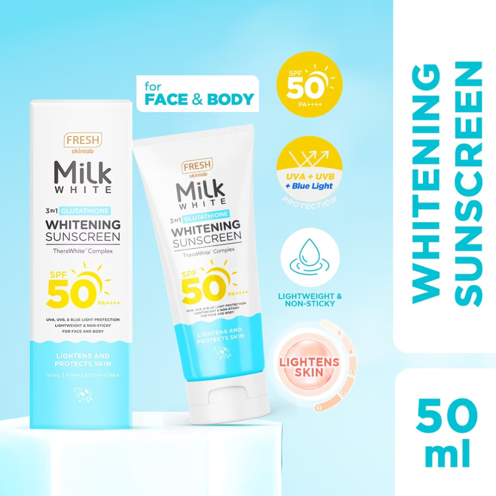 Fresh Skinlab Philippines Milk White 3 in 1 Glutathione Whitening Sunscreen 50ml PNY BEAUTY Fresh Skinlab Philippines Milk White 3 in 1 Glutathione Whitening Sunscreen 50ml PNY BEAUTY