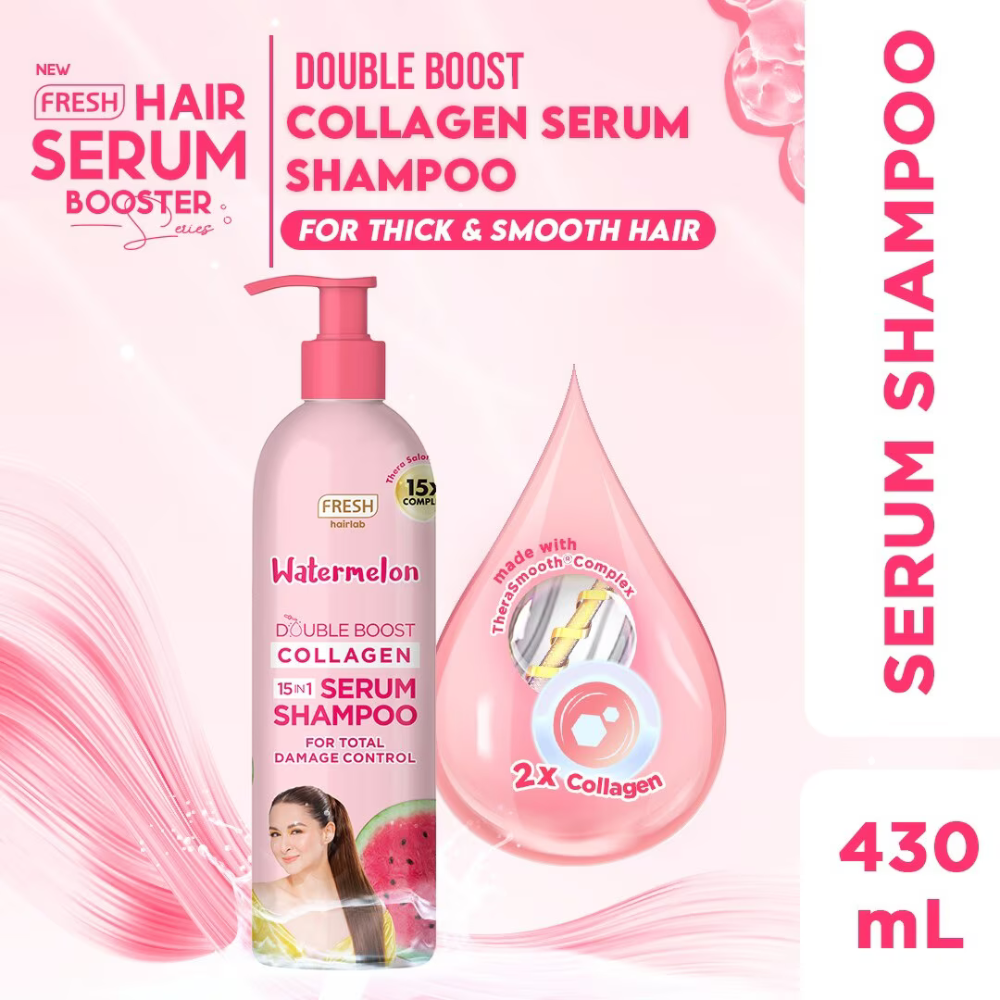 Fresh Philippines Hairlab Watermelon Double Boost Collagen 15 in 1 Serum Shampoo 430ml