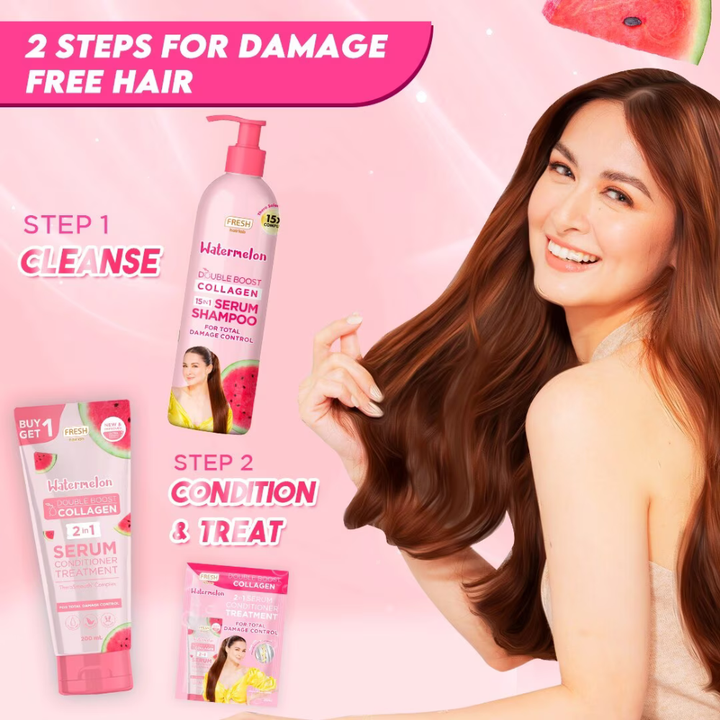 Fresh Philippines Hairlab Watermelon Double Boost Collagen 15 in 1 Serum Shampoo 430ml Marian Rivera
