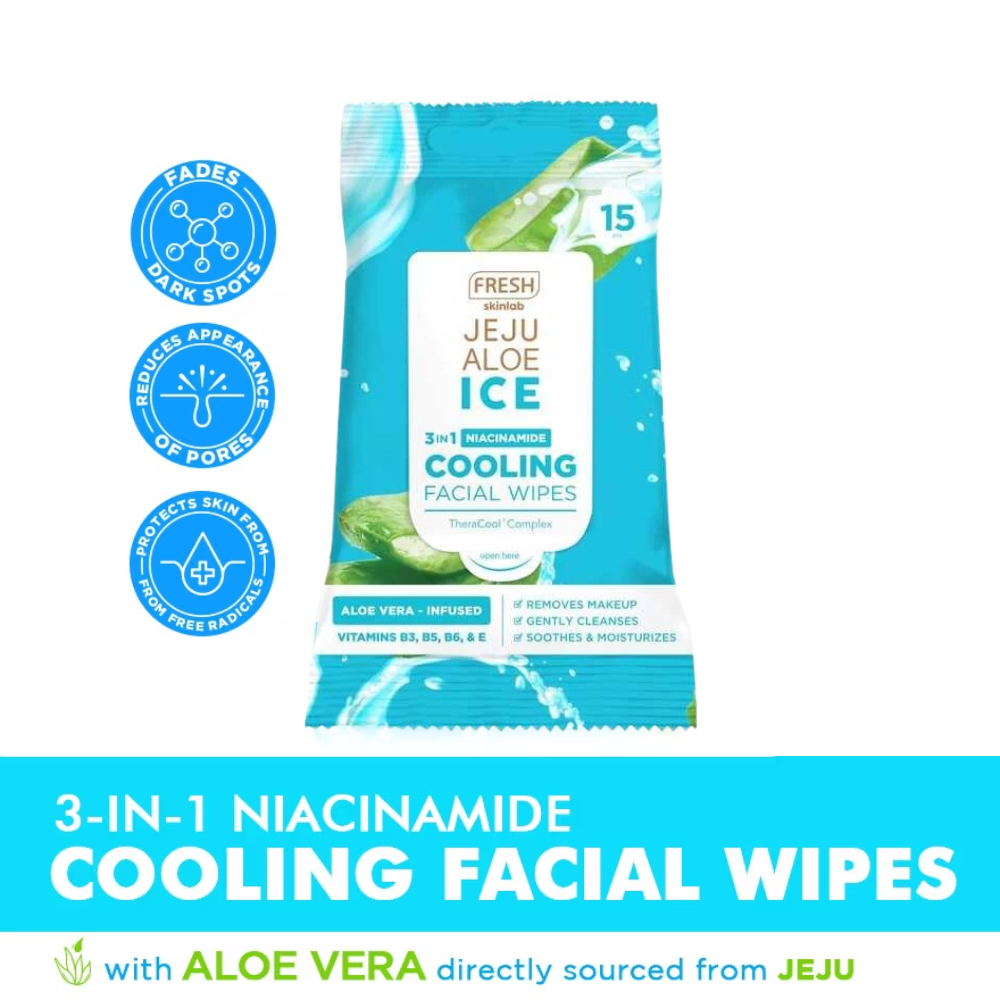 Fresh  Skinlab Jeju Aloe Ice 3-in-1 Niacinamide Cooling Facial Wipes 15s