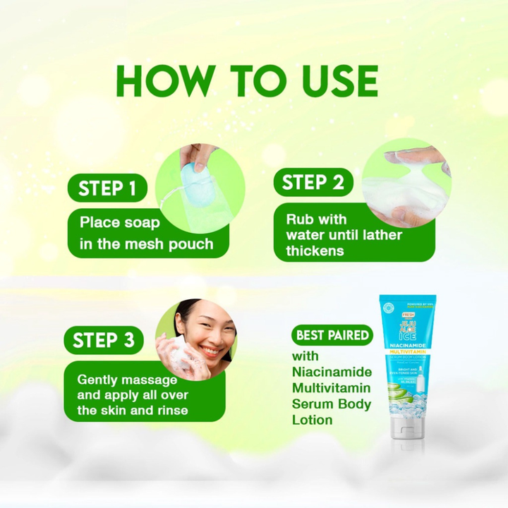 Fresh Skinlab Jeju Aloe Ice 3 in 1 Niacinamide Dark Spot Serum Face and Body Soap 