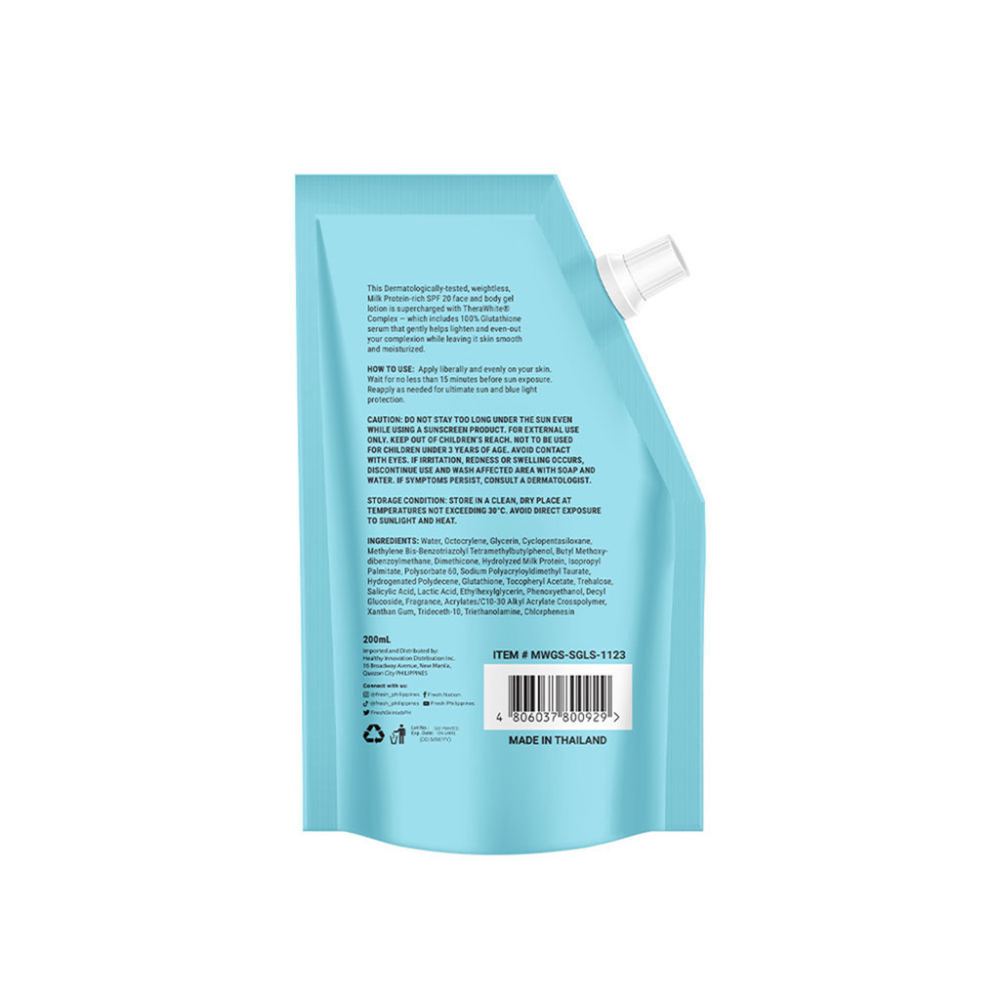 Fresh Skinlab Milk White Glutathione Soothing Gel Lotion SPF 20 - 200ml