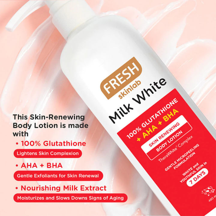 Fresh Philippines Skinlab Milk White Skin Renewing Body Lotion Gentle Micropeeling Formula 480ml
