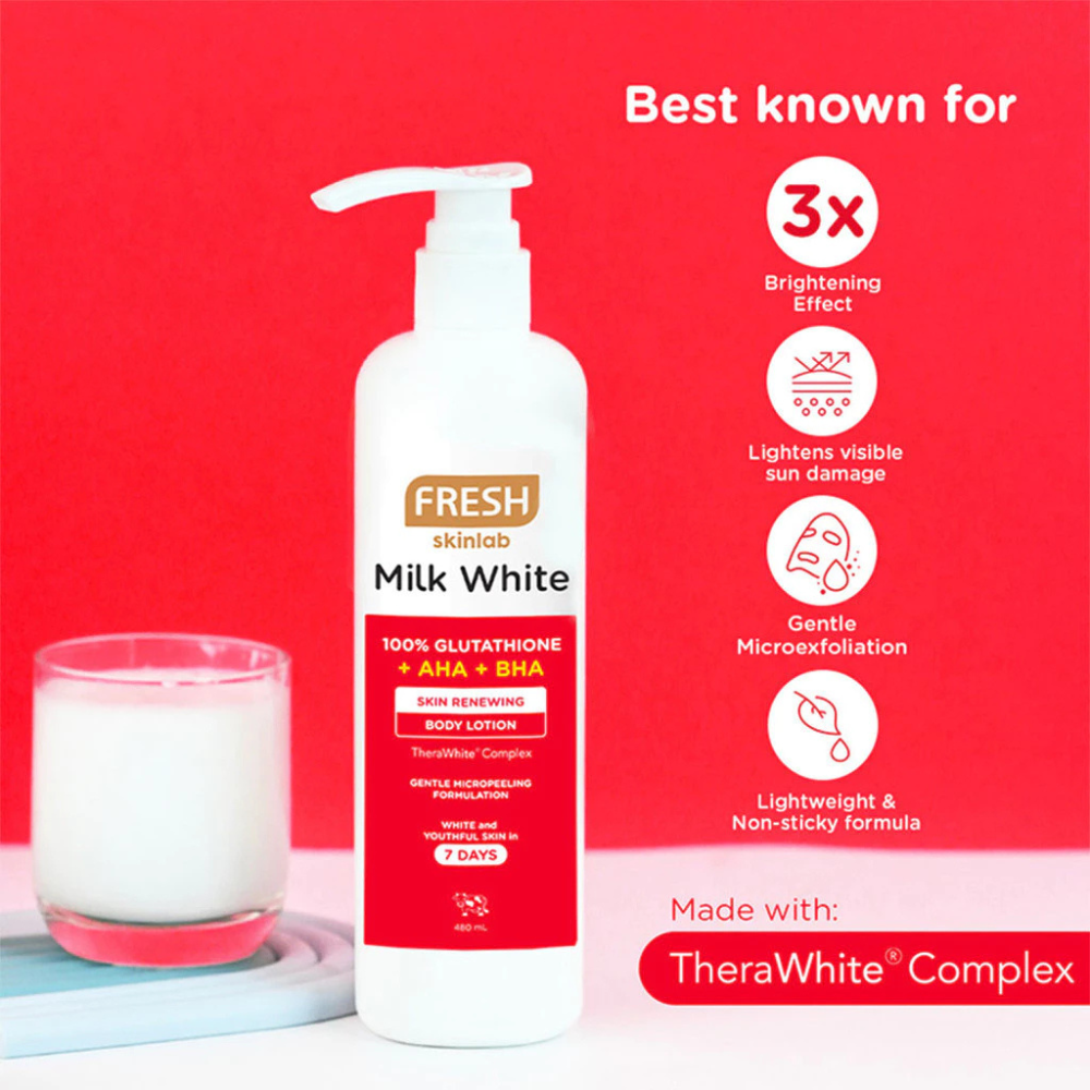 Fresh Philippines Skinlab Milk White Skin Renewing Body Lotion Gentle Micropeeling Formula 480ml