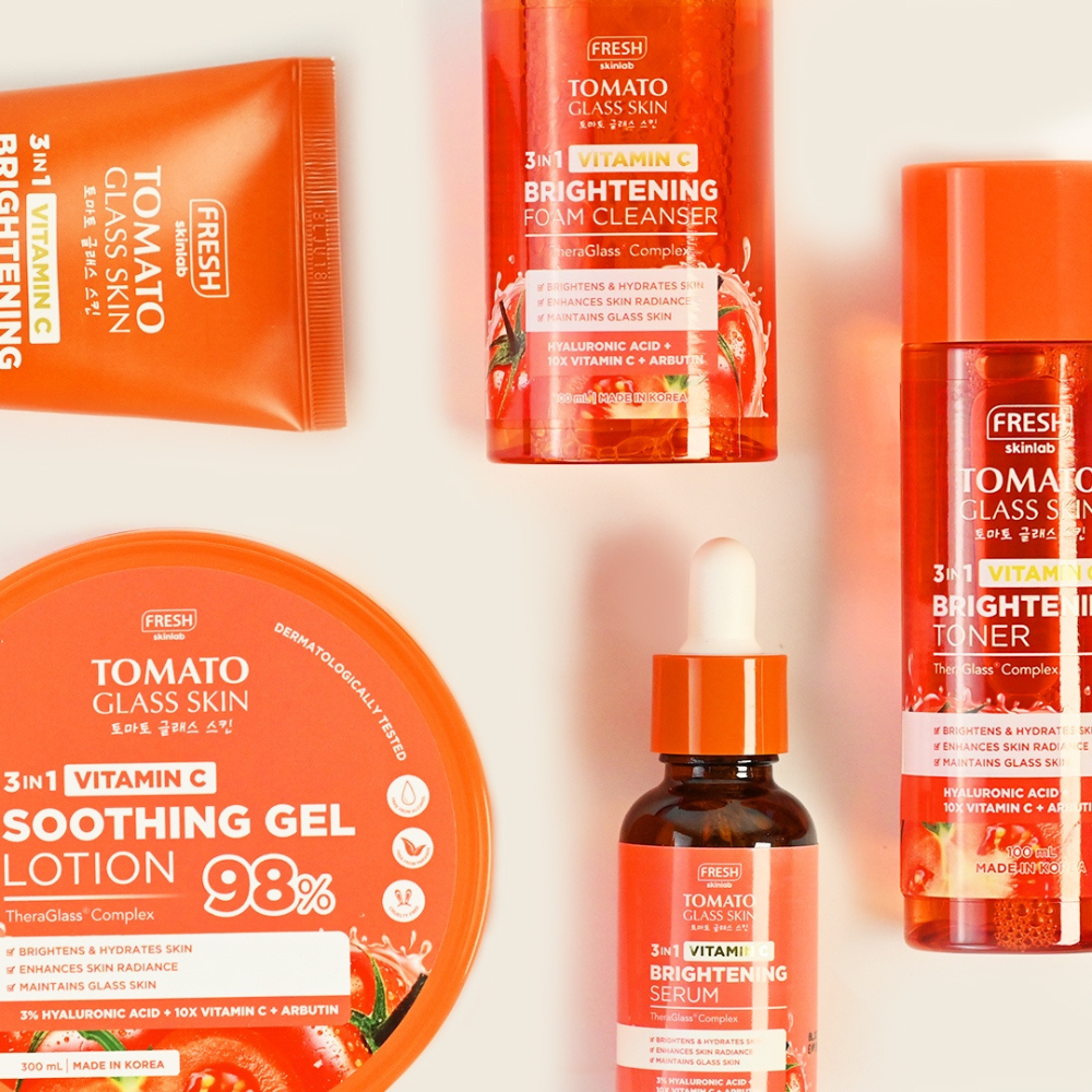 Fresh Skinlab 3 in 1 Vitamin C Tomato Glass Skin Soothing Gel Lotion Pouch