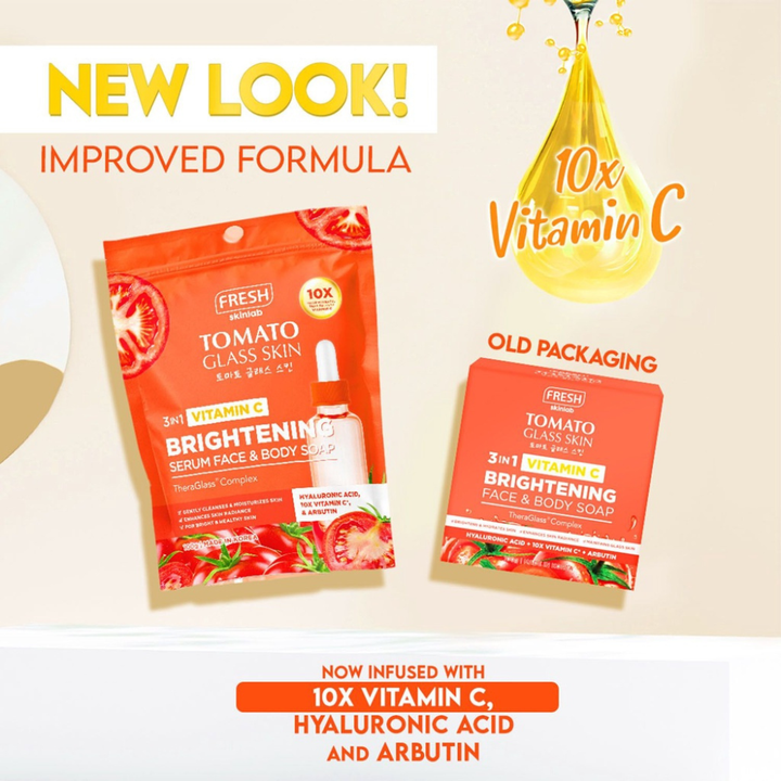 Fresh Skinlab Philippines Tomato Glass Skin 3 in 1 Vitamin C Brightening Serum Face & Body Soap 100g