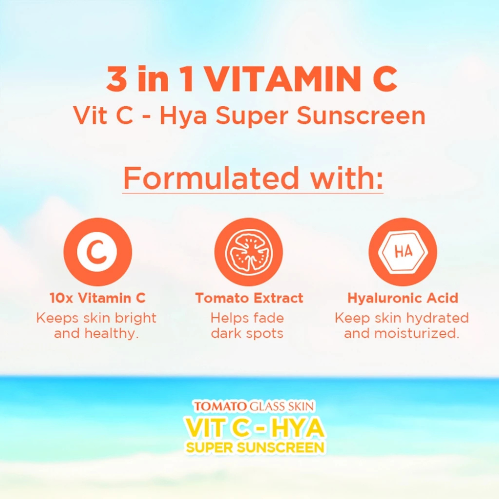 Fresh Philippines Skinlab Tomato Glass Skin 3 in 1 Vit C- Hya Super Sunscreen SPF 100 100ml