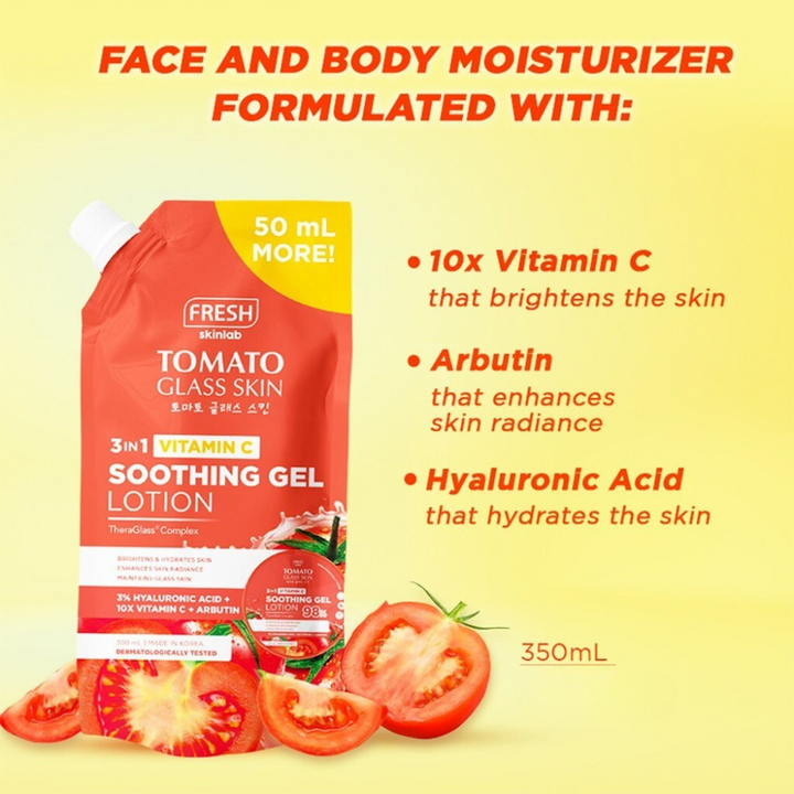 Fresh Skinlab 3 in 1 Vitamin C Tomato Glass Skin Soothing Gel Lotion Pouch
