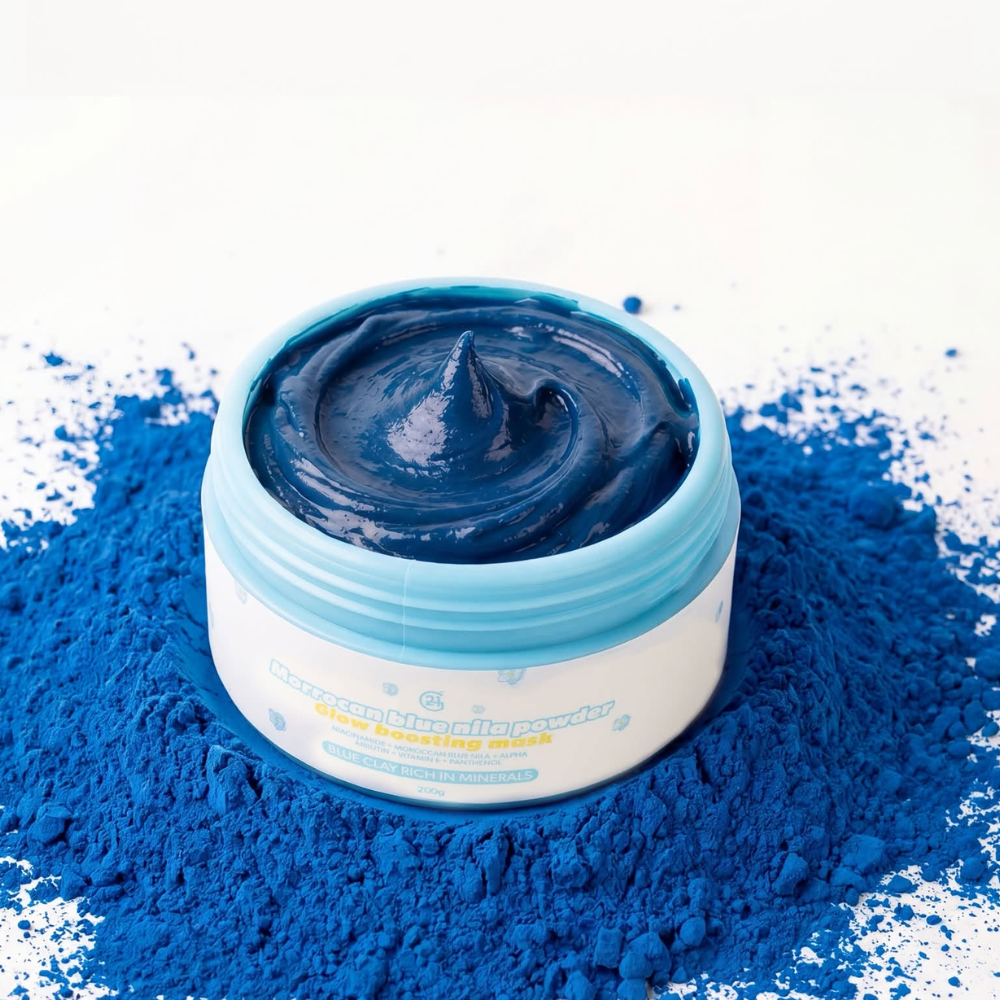 G21 Moroccan Blue Nila Powder Glow Boosting Face & Body Mask