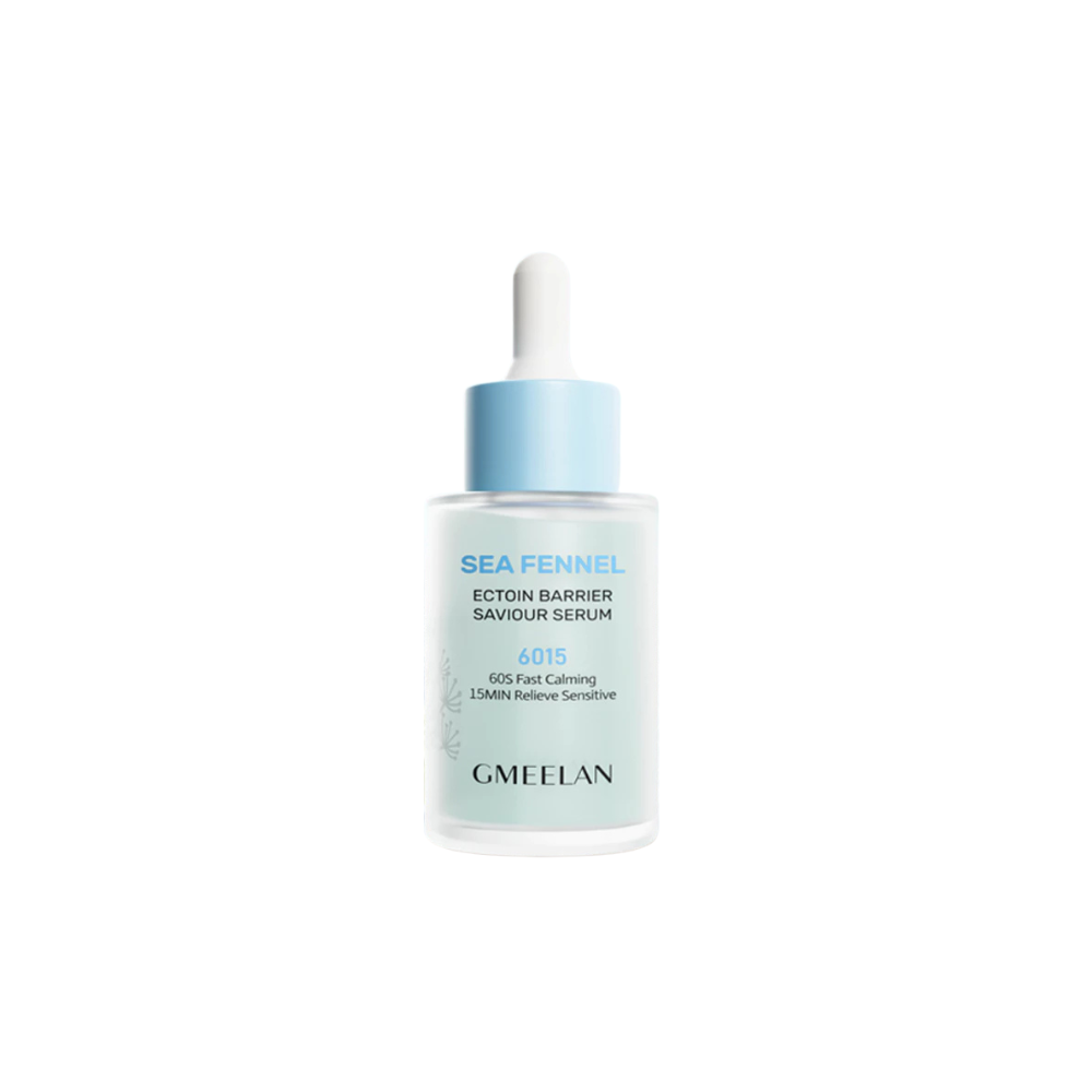 Skincare serum bottle labeled 'Sea Fennel' on a white background
