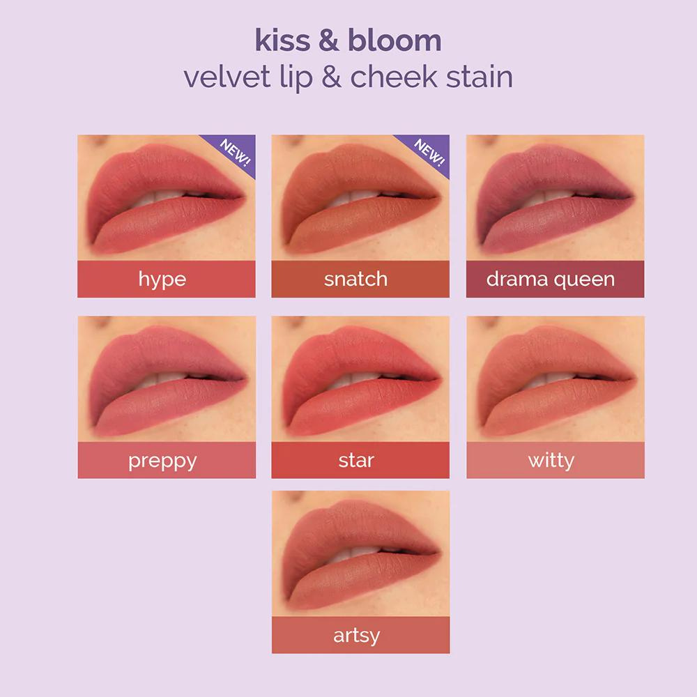 xGeneration Happy Skin Kiss & Bloom Velvet Lip & Cheek Stain - Snatch shades swatch