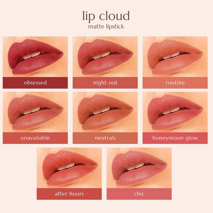 Happy Skin Lip Cloud Matte Lipstick Swatches