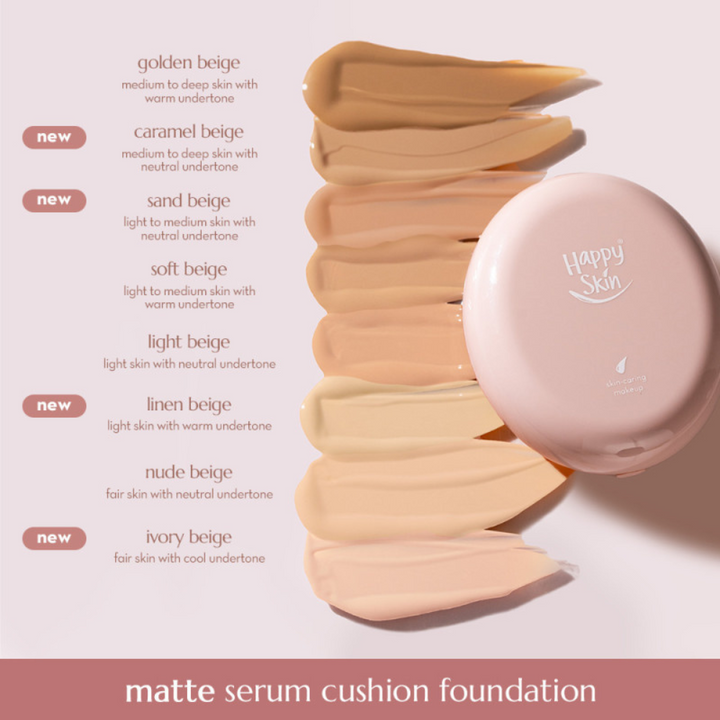 Happy Skin Second Skin Matte Serum Cushion - Swatches