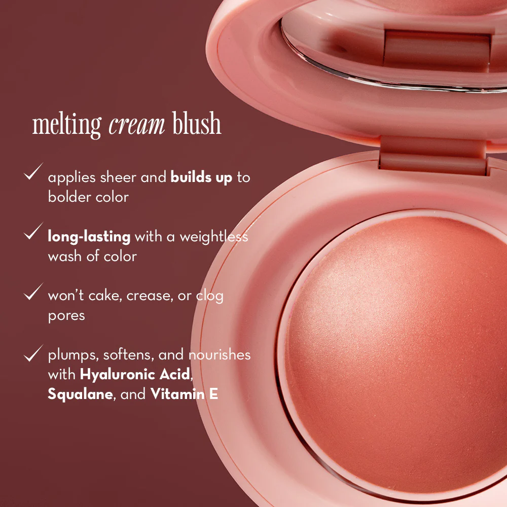 Happy Skin Second Skin Melting Cream Blush with sheer buildable color and nourishing formula by Happy Skin