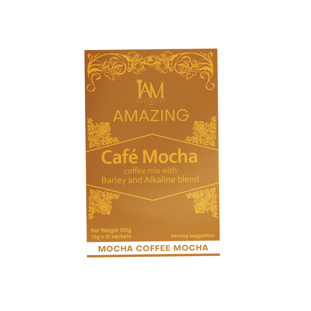I AM Worldwide Amazing Cafe Mocha with Barley and Alkaline Powered Drink Mix