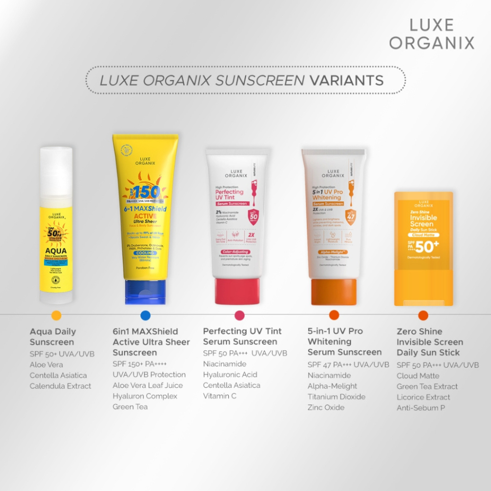 Luxe Organix 6 in 1 MAXShield Active Ulta Sheer Face & Body Sunscreen