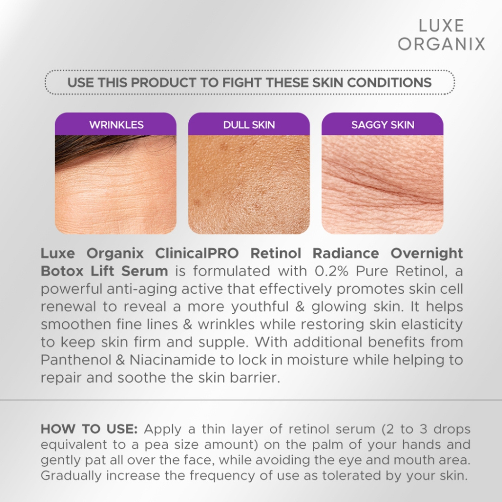 Luxe Organix Retinol Radiance Overnight Botox Lift Serum Sachet