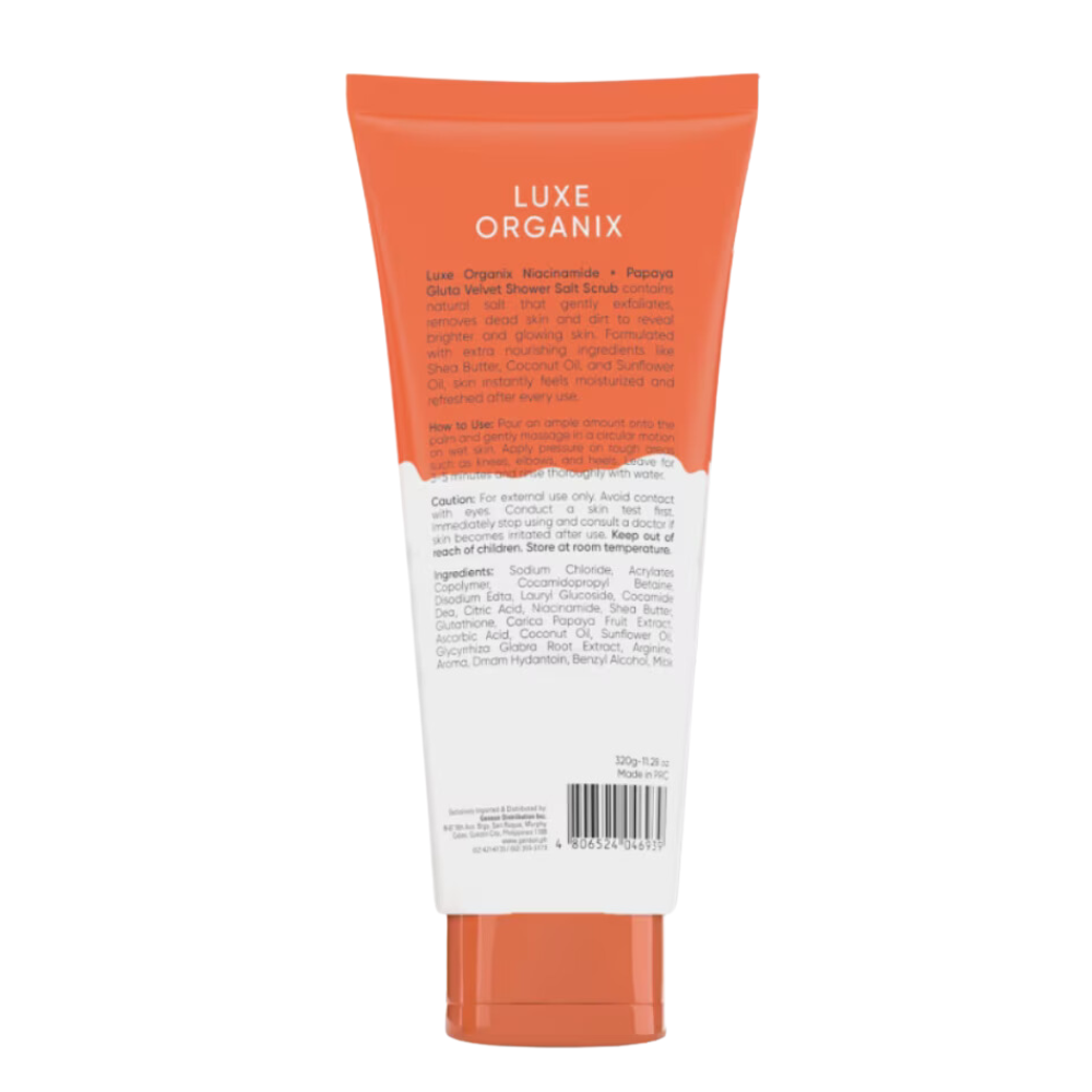 Luxe Organix Niacinamide + Papaya Gluta Velvet Salt Scrub Ultra Fine 320g