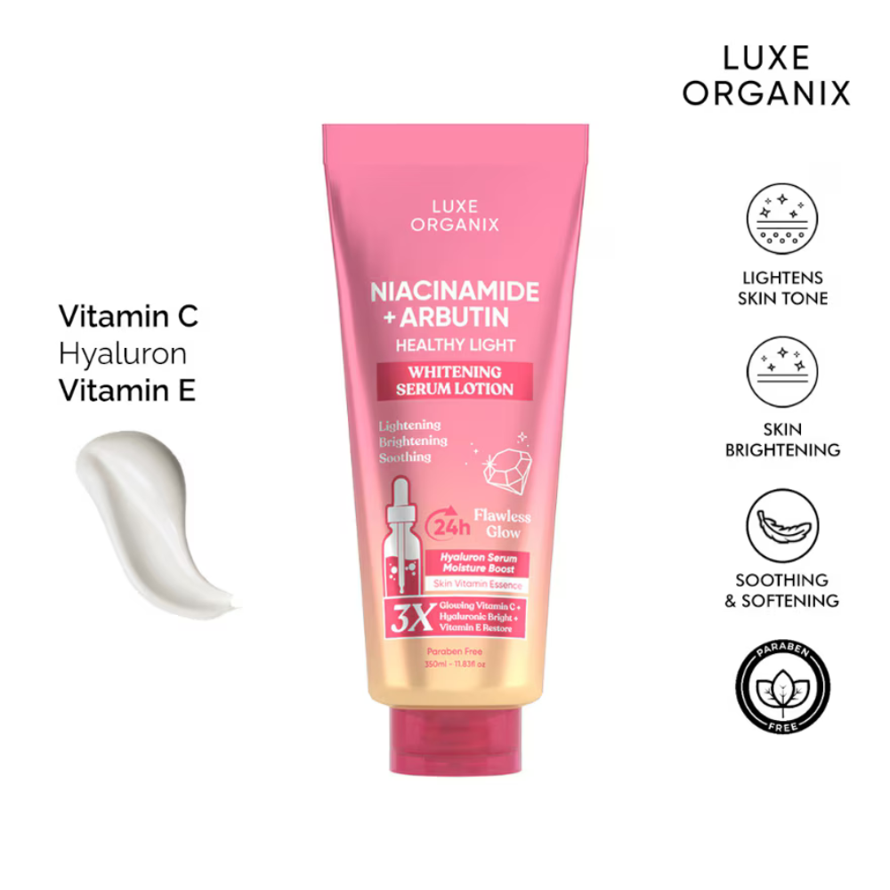 Luxe Organix Niacinamide + Alpha Arbutin Healthy Light Whitening Serum Lotion 350ml Benefits