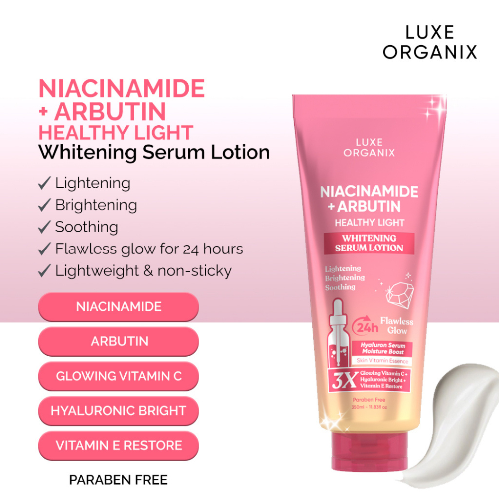 Luxe Organix Niacinamide + Alpha Arbutin Healthy Light Whitening Serum Lotion 350ml Benefits